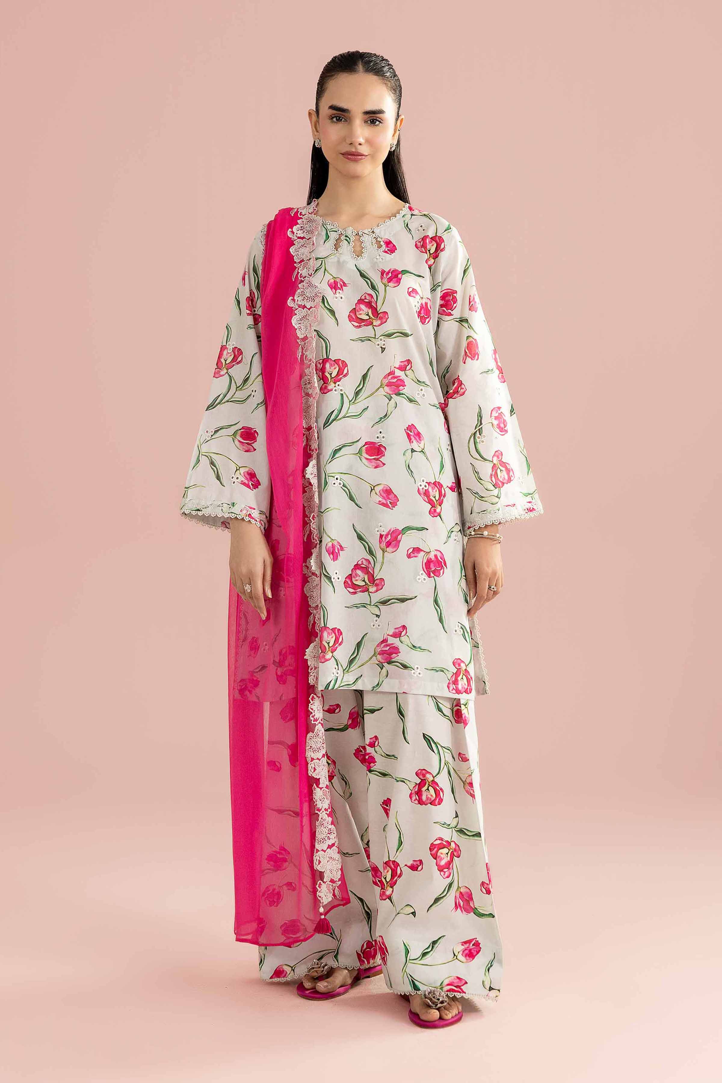 3 Piece - Printed Embroidered Suit - PE26-69