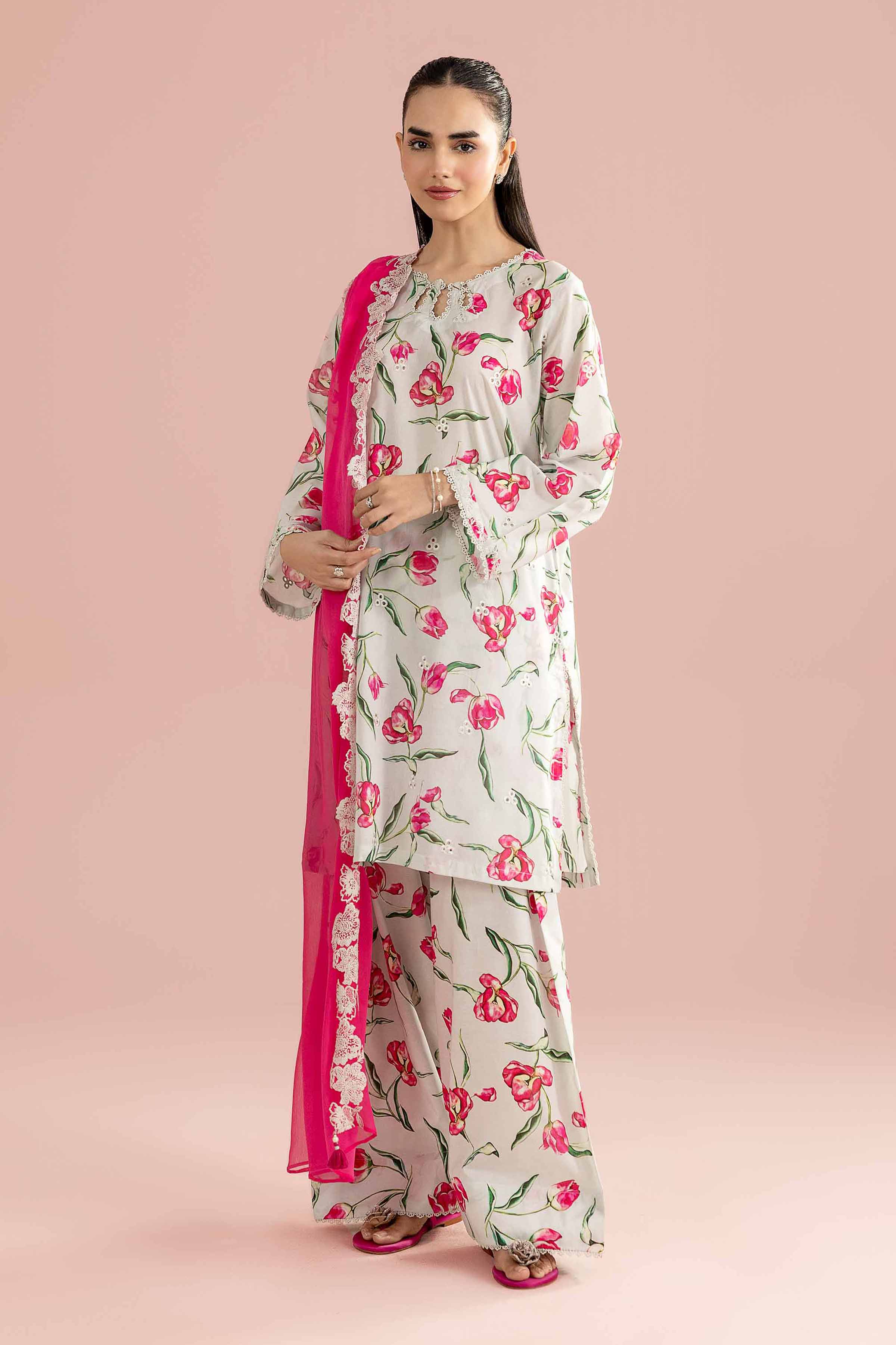 3 Piece - Printed Embroidered Suit - PE26-69