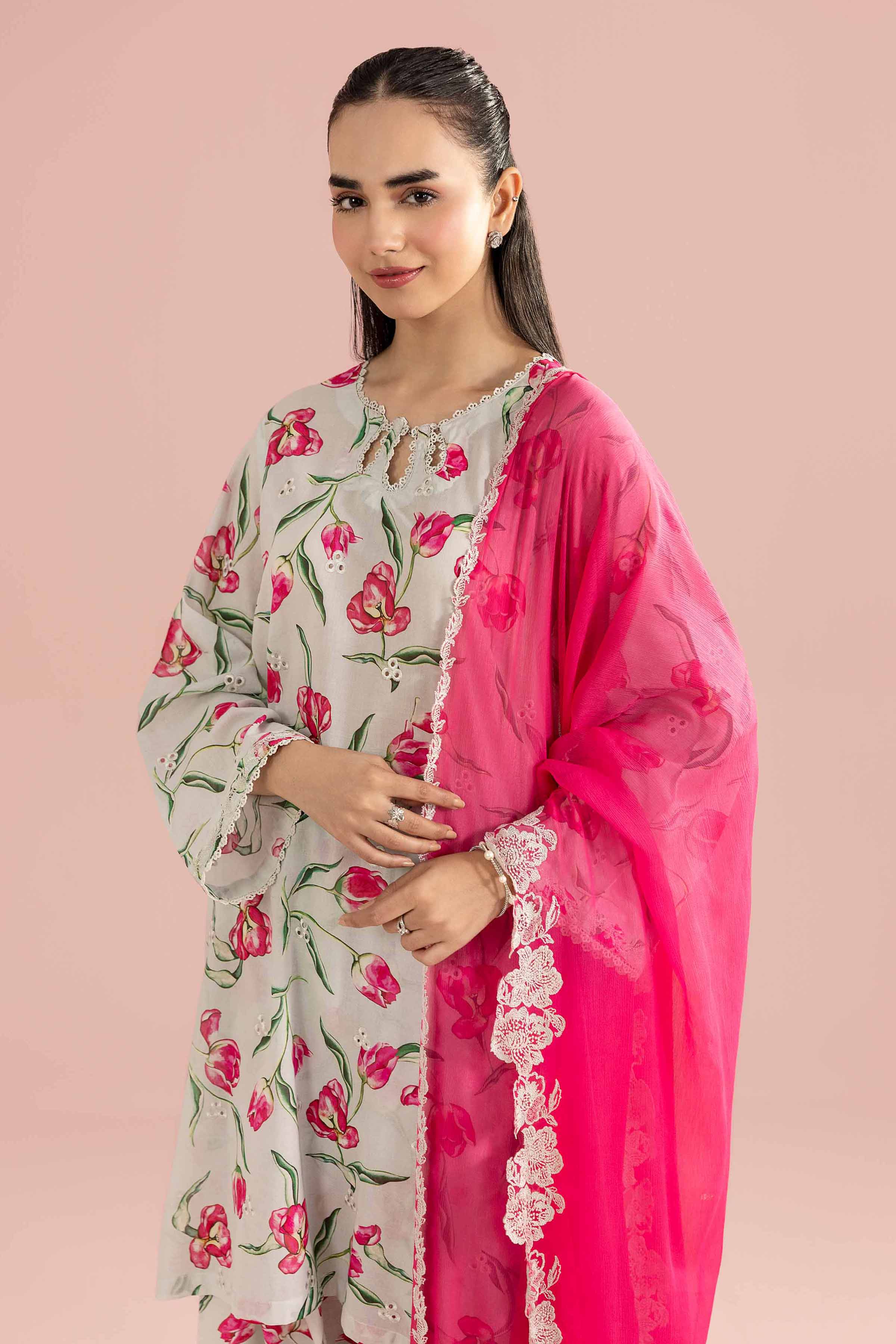 3 Piece - Printed Embroidered Suit - PE26-69