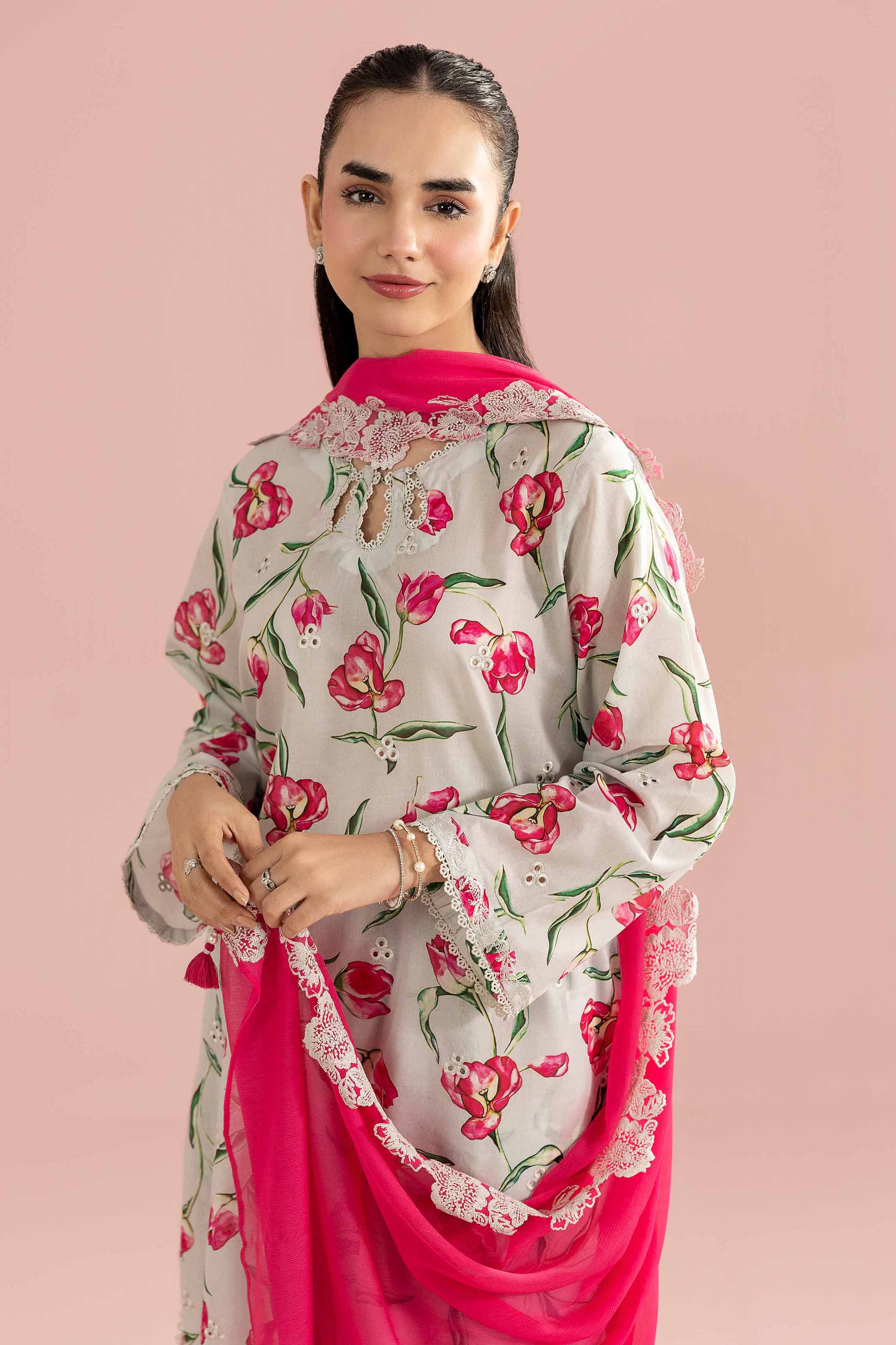 3 Piece - Printed Embroidered Suit - PE26-69