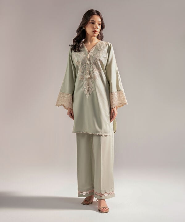 2 Piece - Embroidered Jacquard Suit