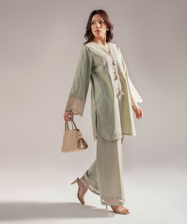 2 Piece - Embroidered Jacquard Suit
