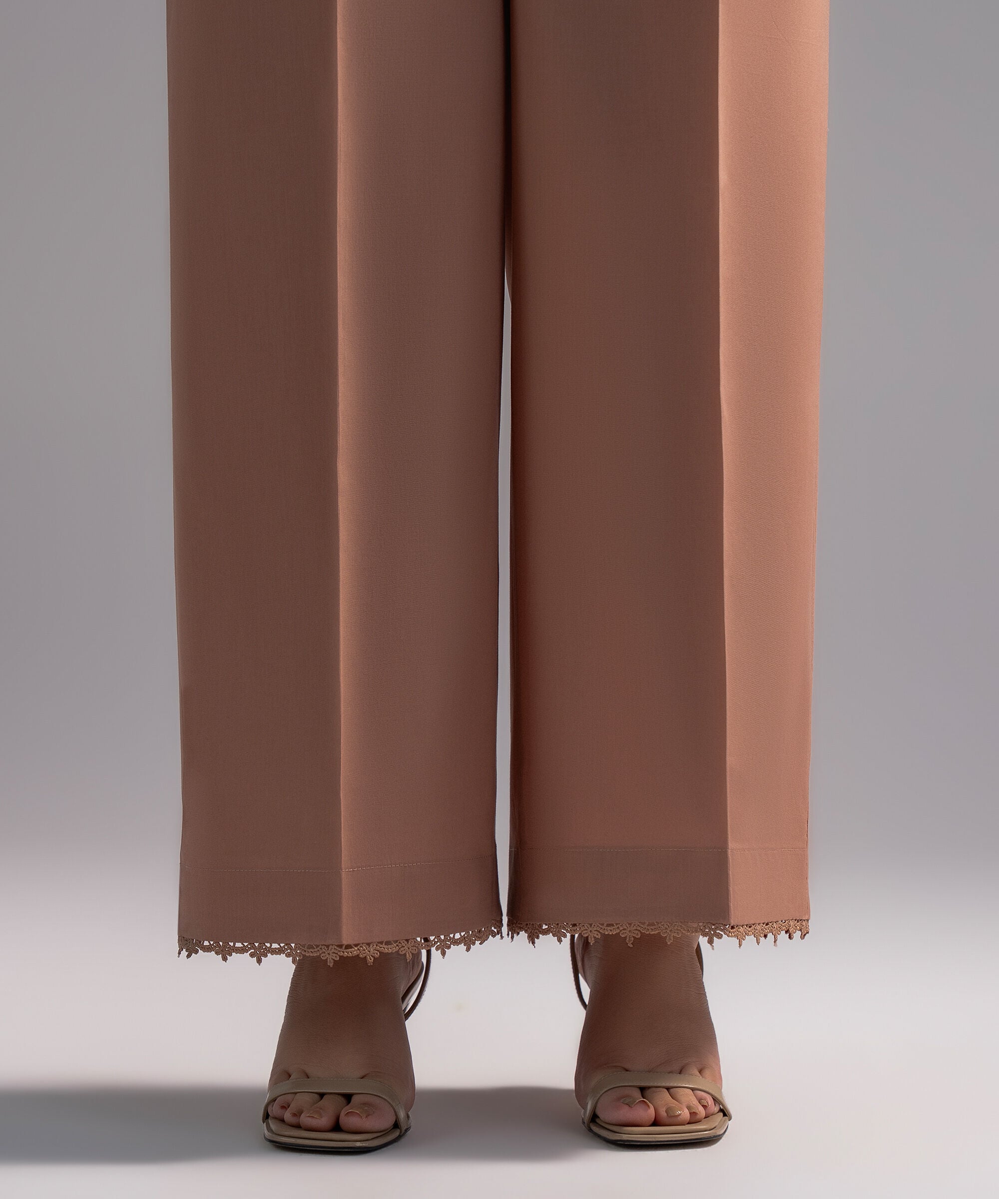 Women's RTW Cambric Solid Dark Beige Culottes