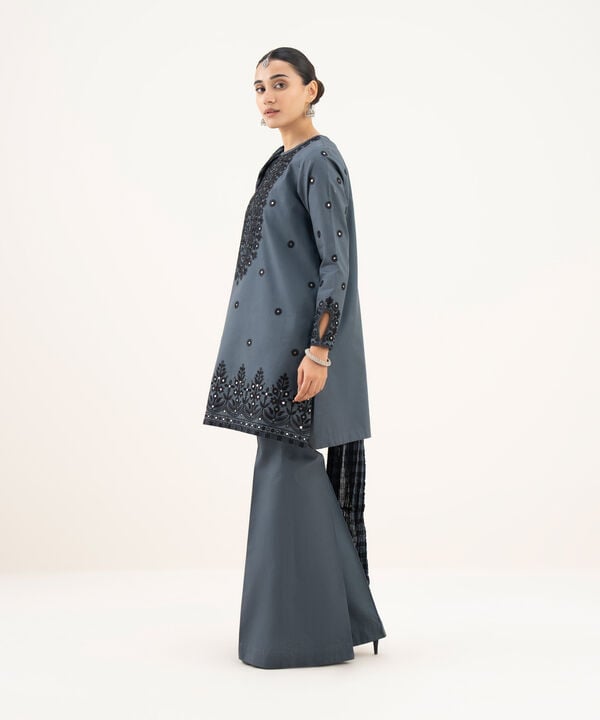3 Piece - Embroidered Cotton Suit