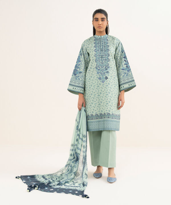 3 Piece - Embroidered Cotton Suit