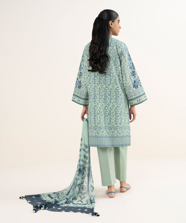 3 Piece - Embroidered Cotton Suit