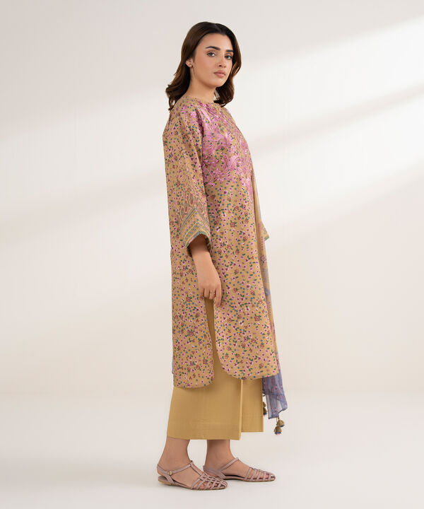 3 Piece - Embroidered Cotton Suit