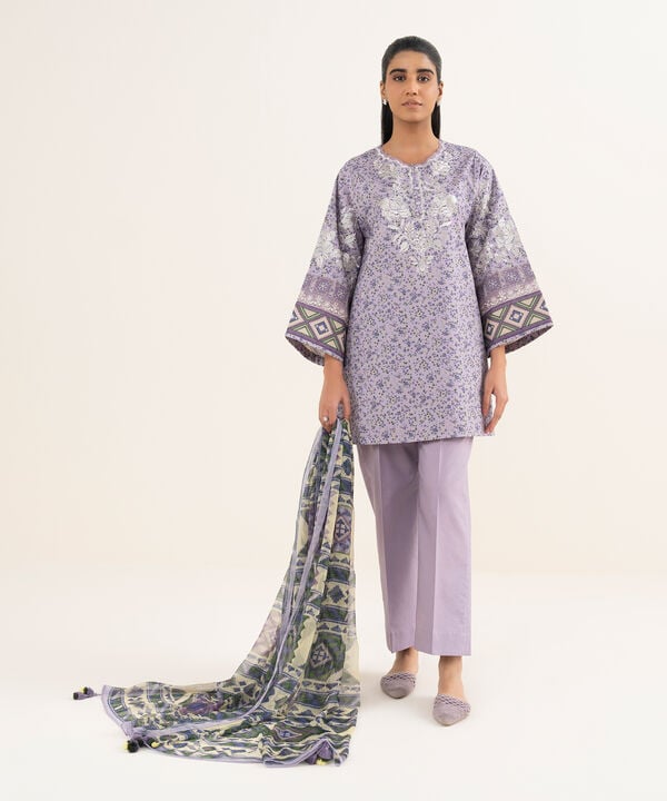 3 Piece - Embroidered Cotton Suit