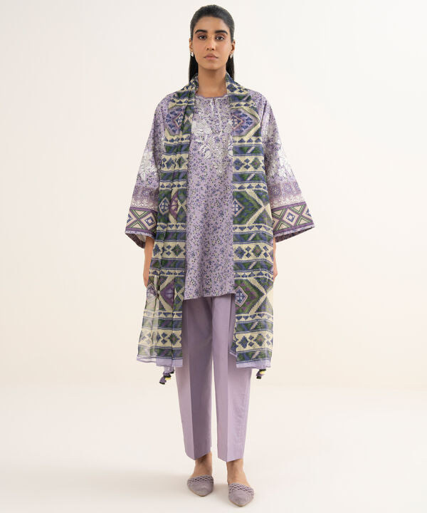 3 Piece - Embroidered Cotton Suit