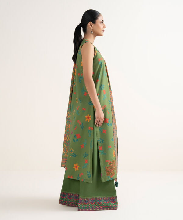 3 Piece - Embroidered Cotton Suit
