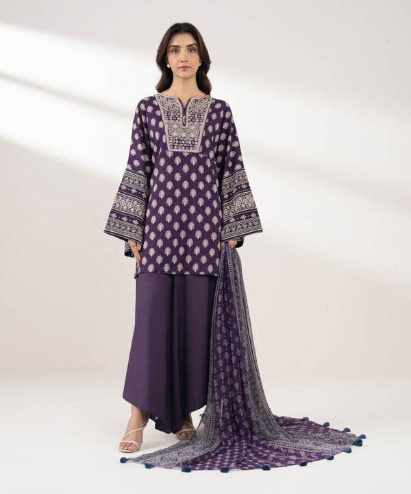 3 Piece - Embroidered Light Linen Suit