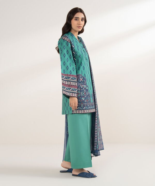 3 Piece - Embroidered Cotton Suit
