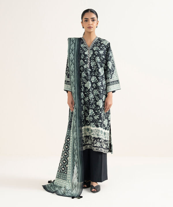 3 Piece - Embroidered Cotton Suit