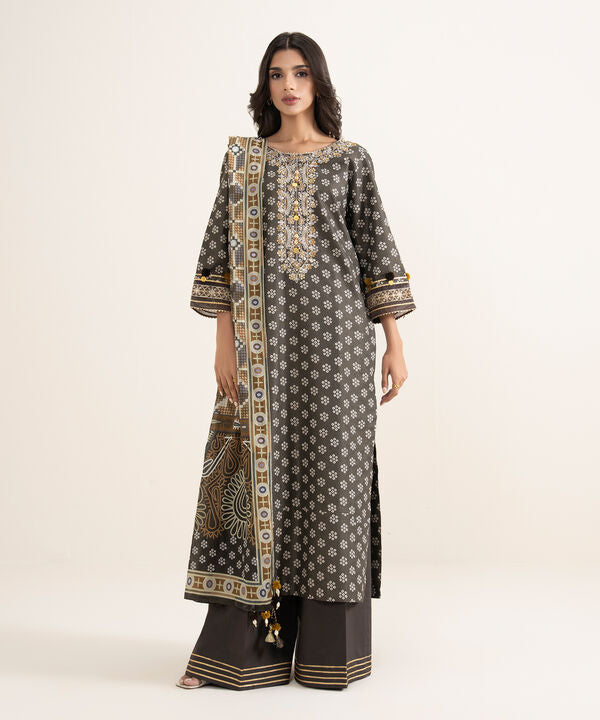 3 Piece - Embroidered Zari Lawn Suit