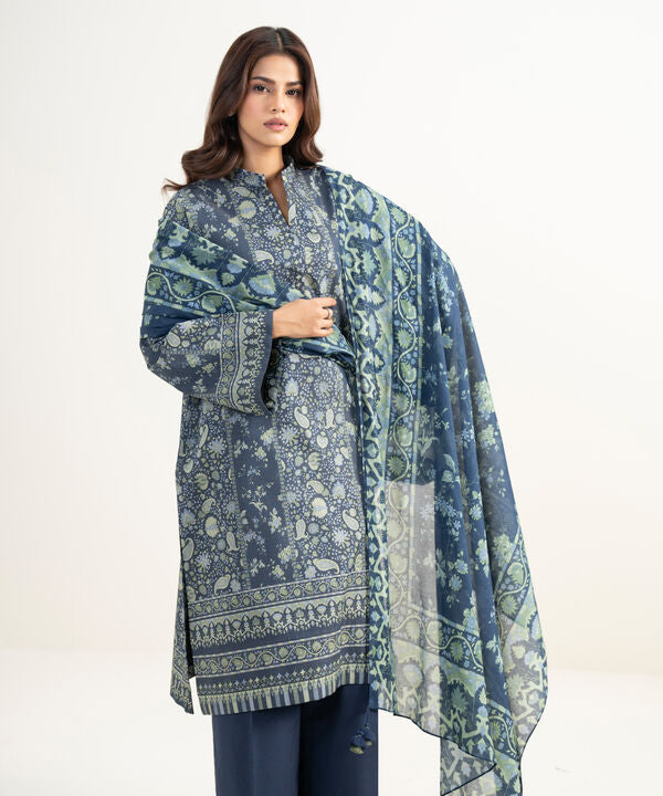 3 Piece - Printed Zari Lawn Suit