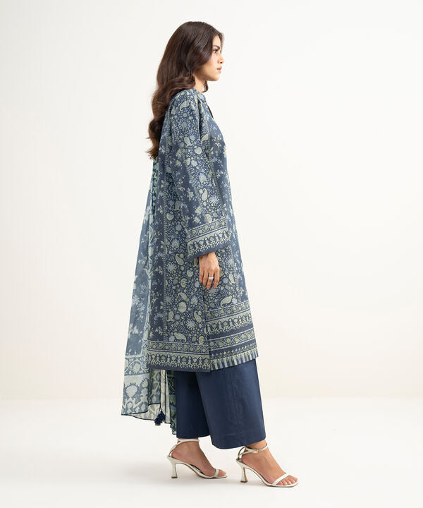3 Piece - Printed Zari Lawn Suit