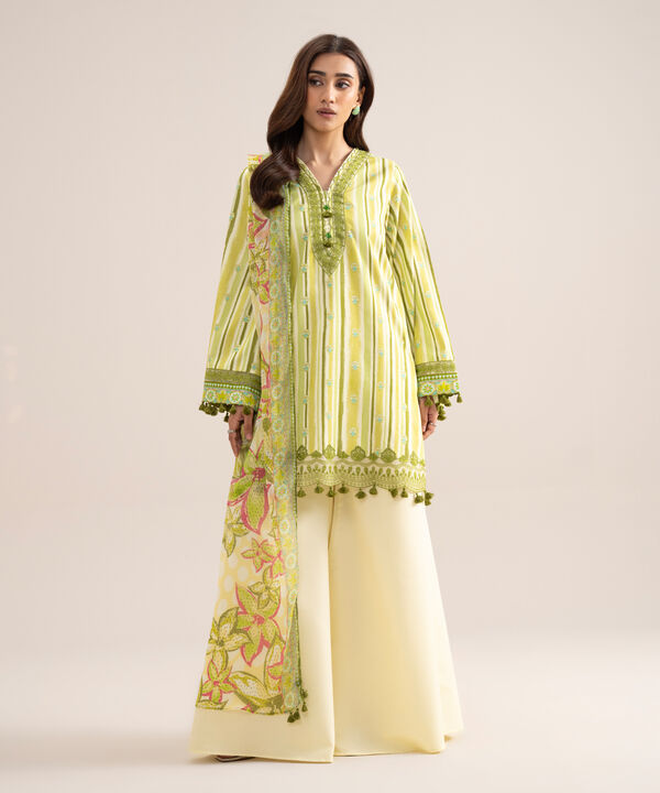 3 Piece - Embroidered Arabic Lawn Suit