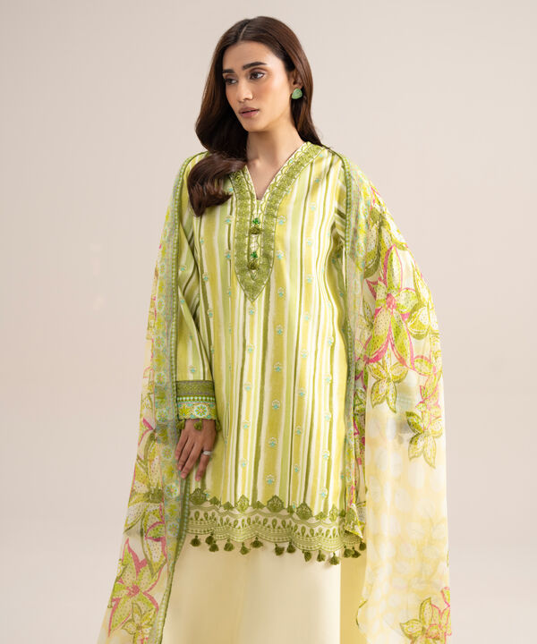 3 Piece - Embroidered Arabic Lawn Suit