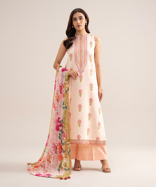 3 Piece - Embroidered Arabic Lawn Suit