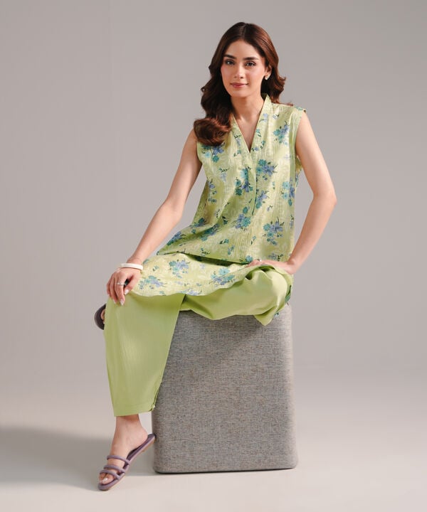 2 Piece - Printed Seersucker Suit