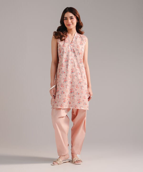 2 Piece - Printed Seersucker Suit