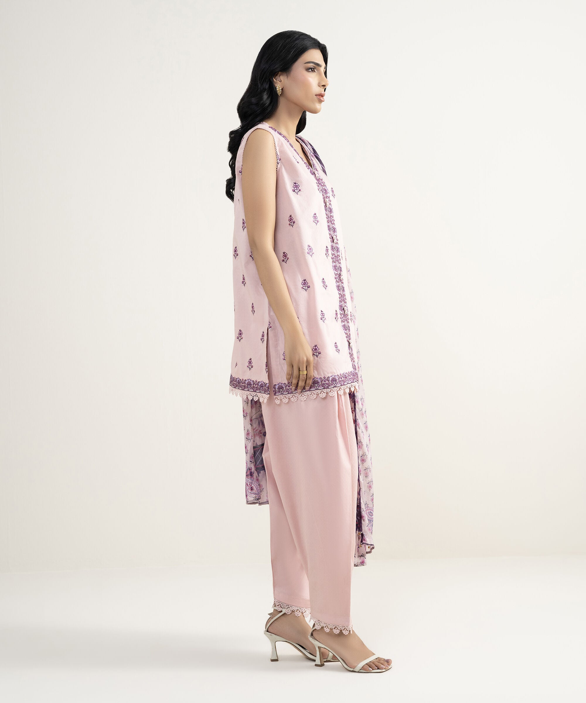 3 Piece - Embroidered Dobby Suit