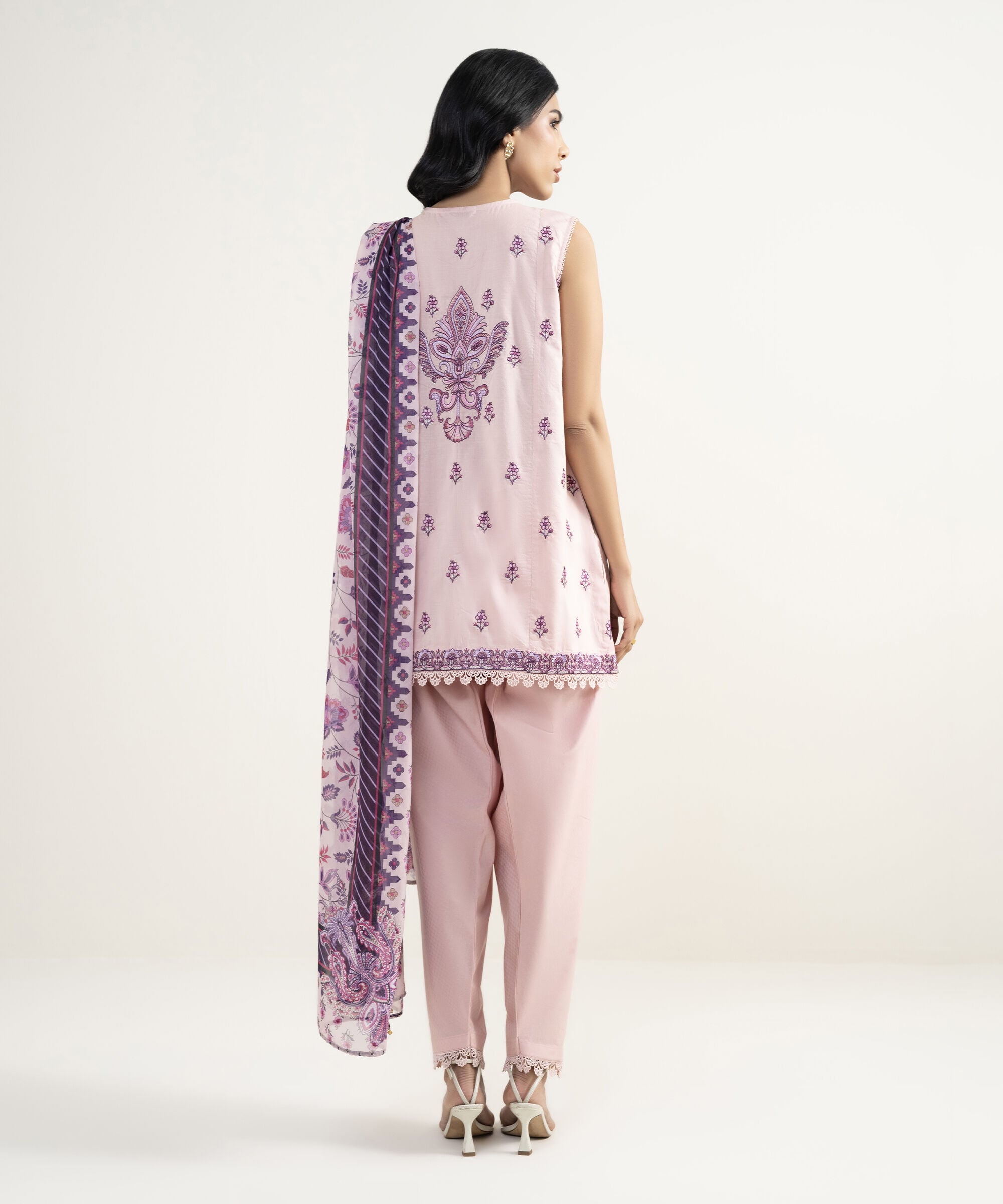 3 Piece - Embroidered Dobby Suit