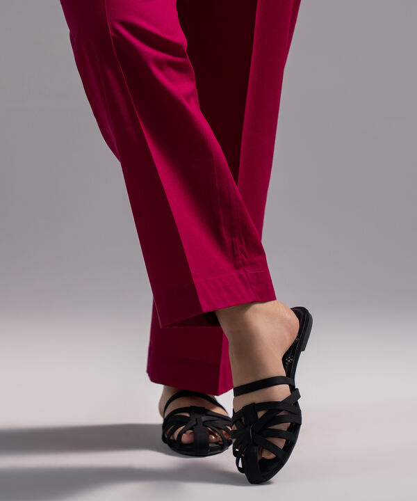 Solid Cambric Straight Pants