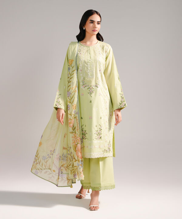 3 Piece - Embroidered Dobby Suit