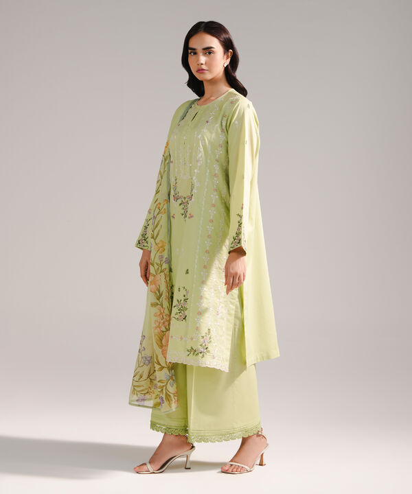 3 Piece - Embroidered Dobby Suit