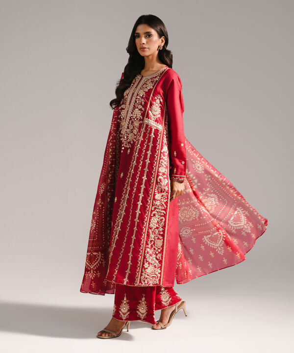 3 Piece - Embroidered Cotton Suit