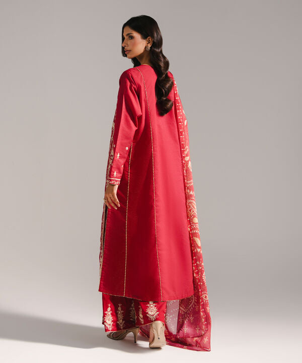 3 Piece - Embroidered Cotton Suit