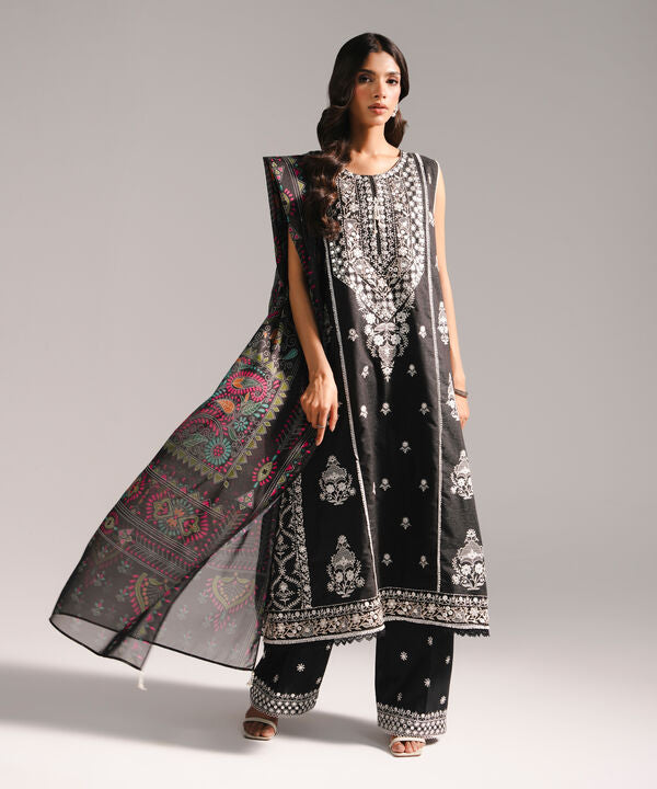 3 Piece - Embroidered Cotton Suit