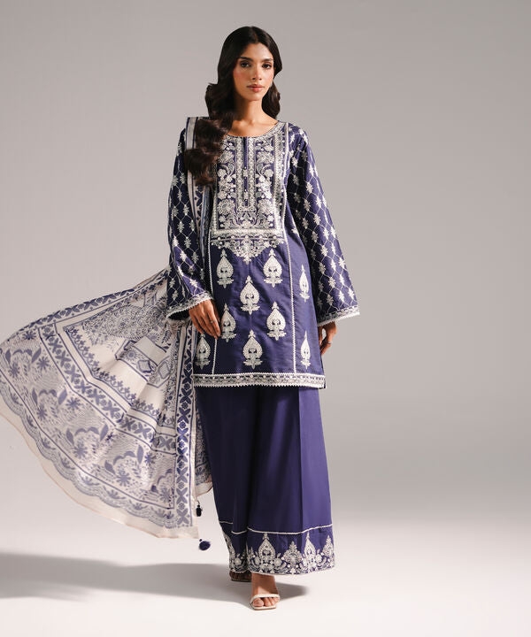 3 Piece - Embroidered Cotton Suit
