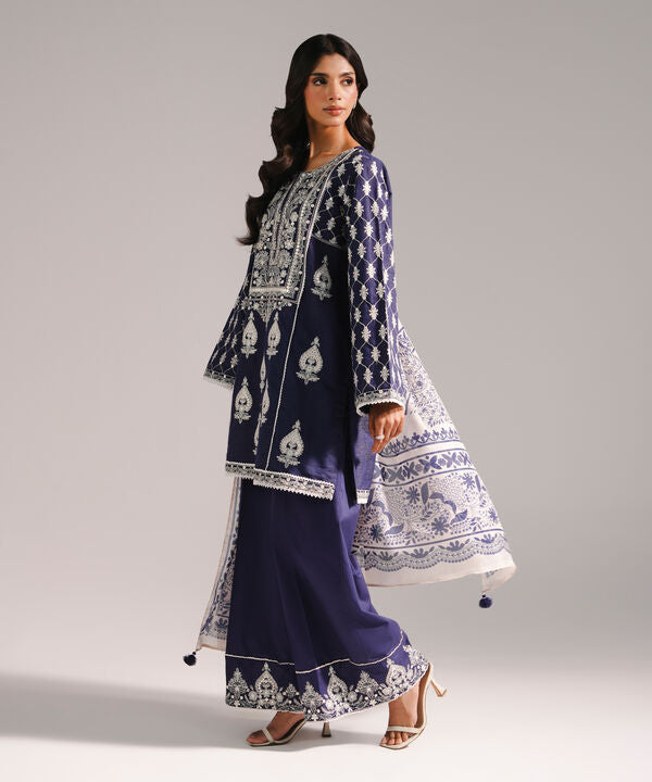 3 Piece - Embroidered Cotton Suit