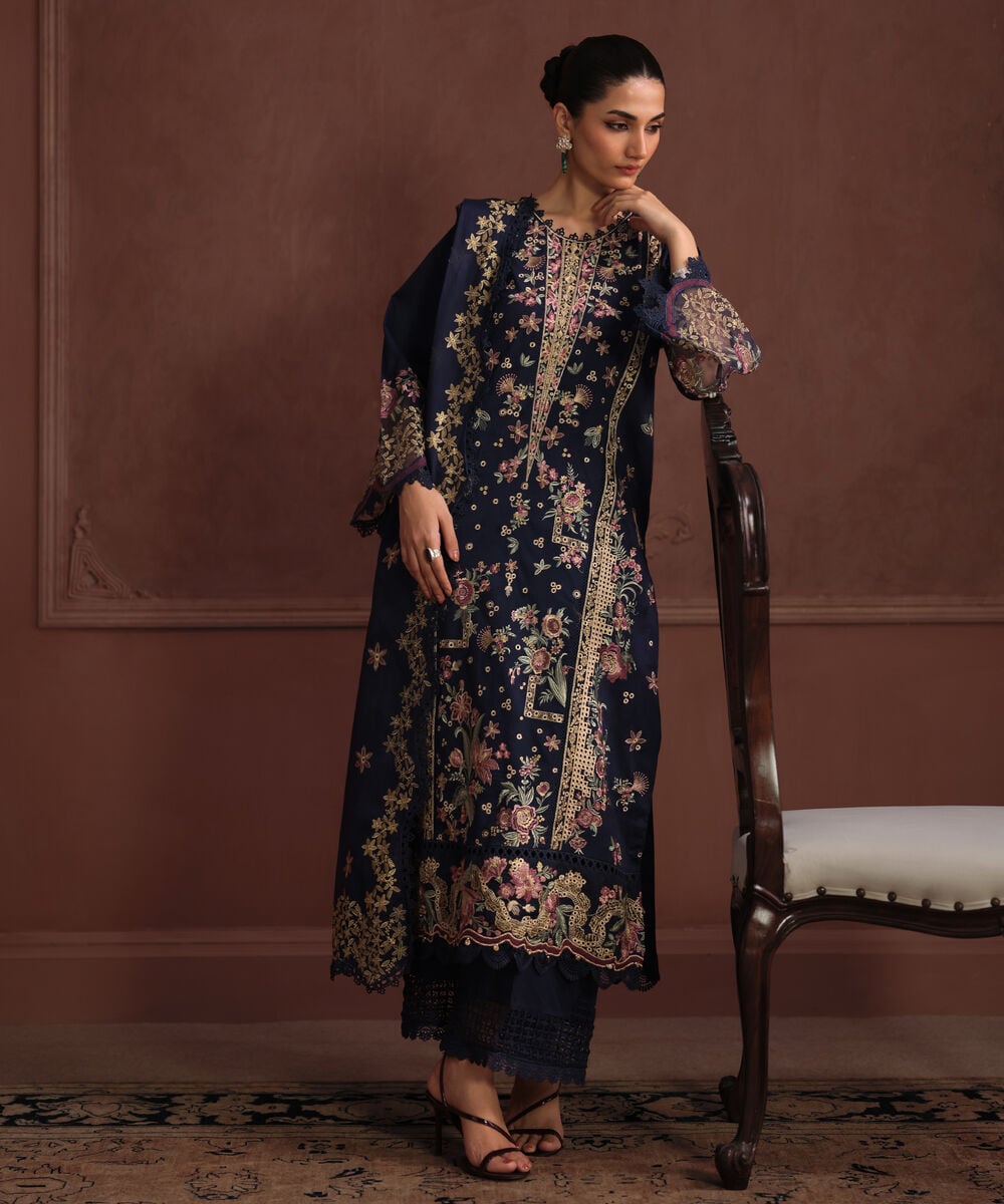 3 Piece - Embroidered Jacquard Suit PES2SCHMV625