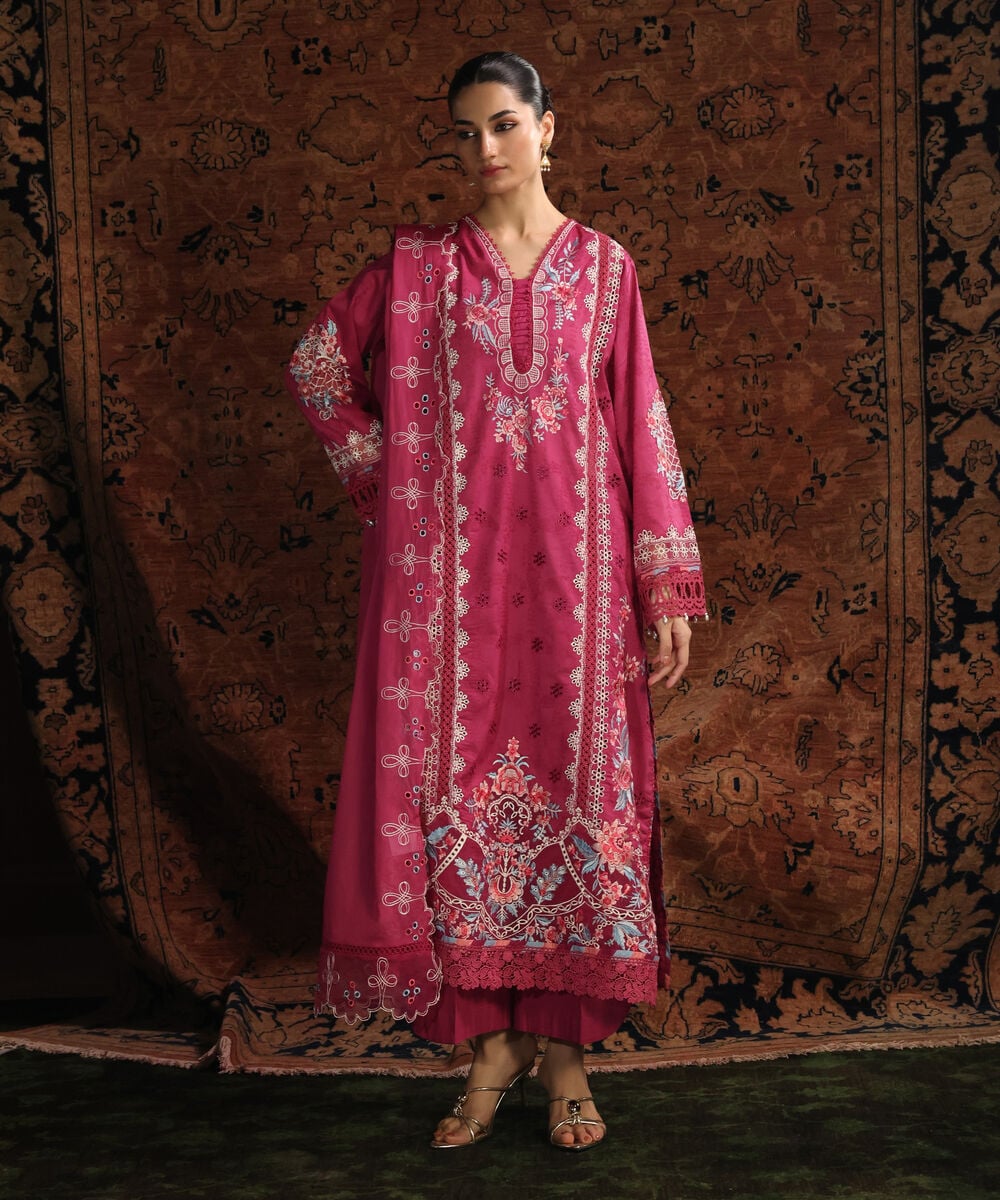 3 Piece - Embroidered Jacquard Suit PES2SCHMV628