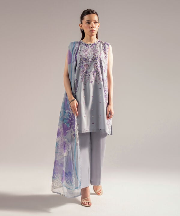 3 Piece - Embroidered Cambric Suit