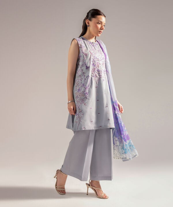 3 Piece - Embroidered Cambric Suit