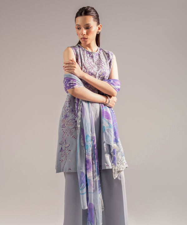 3 Piece - Embroidered Cambric Suit
