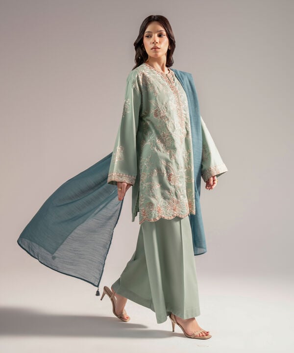 3 Piece - Embroidered Cambric Suit