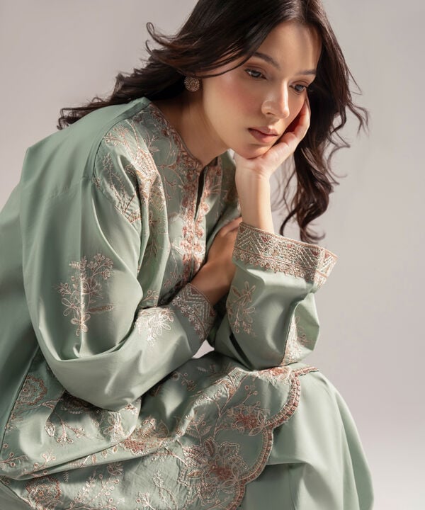3 Piece - Embroidered Cambric Suit