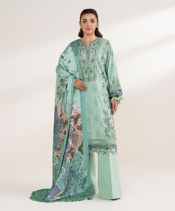 3 Piece - Embroidered Cotton Suit