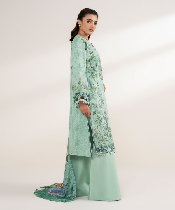 3 Piece - Embroidered Cotton Suit