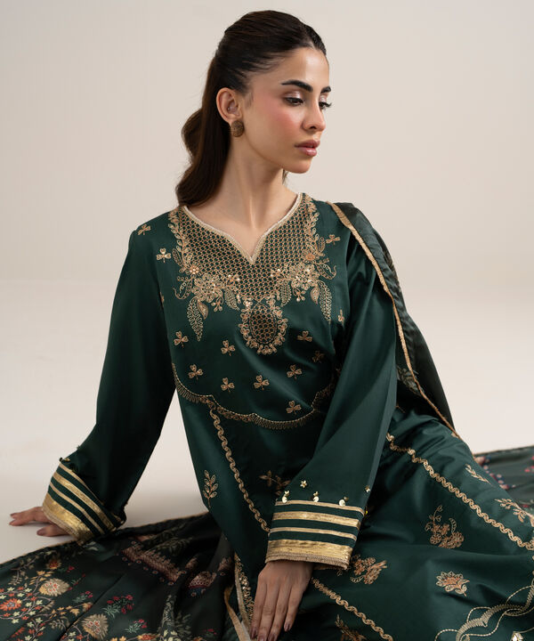 3 Piece - Embroidered Dobby Suit
