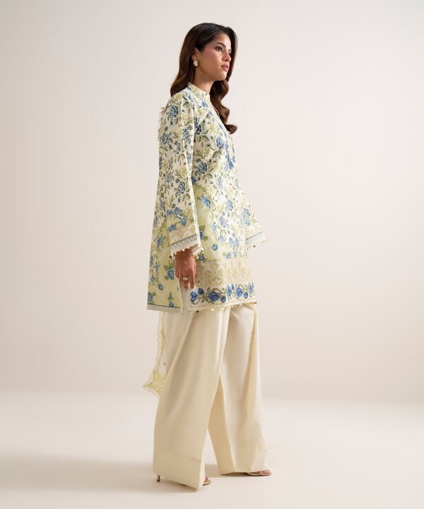 3 Piece - Embroidered Zari Cotton Suit