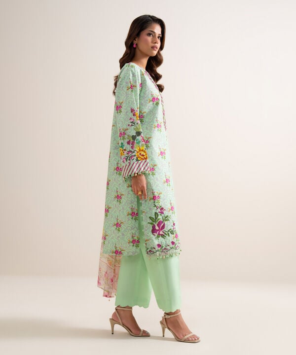 3 Piece - Embroidered Zari Cotton Suit