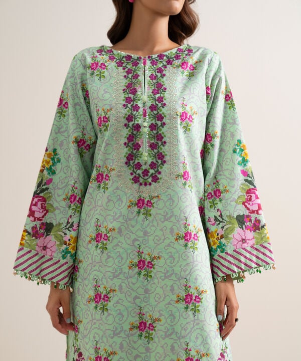 3 Piece - Embroidered Zari Cotton Suit