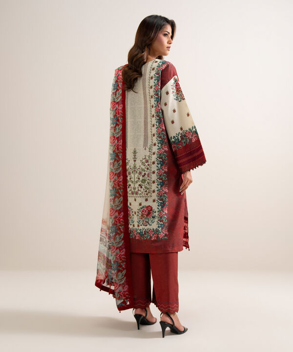 3 Piece - Embroidered Zari Cotton Suit