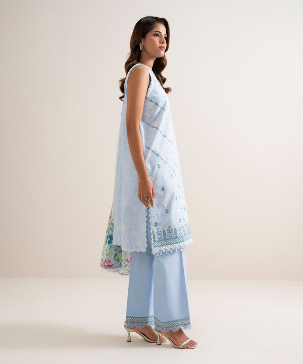 3 Piece - Embroidered Zari Cotton Suit
